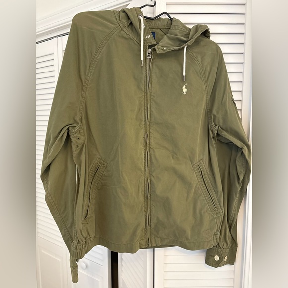 Ralph Lauren Men's Military Green Hooded Windbreaker - Lightweight